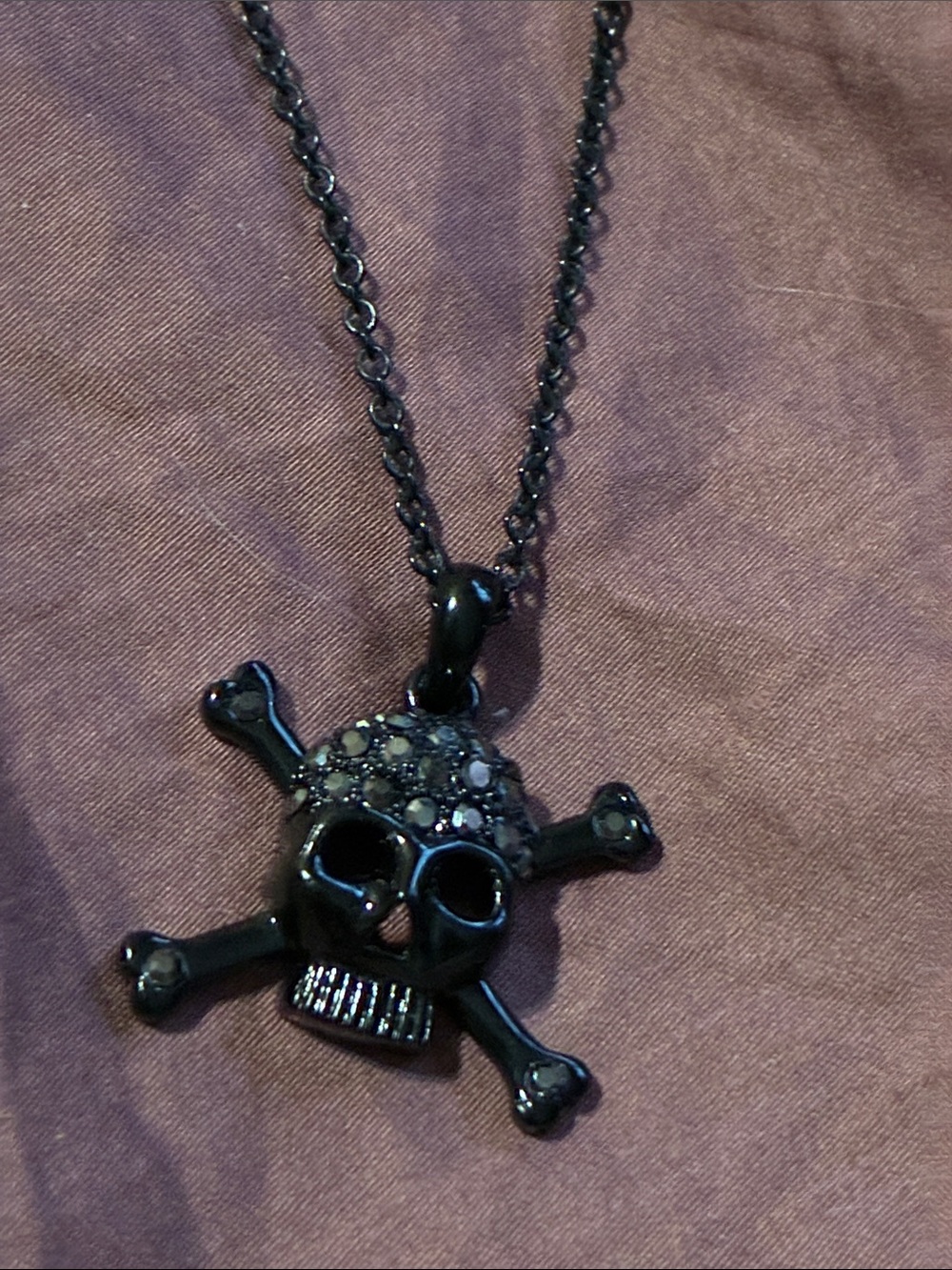 Source Unknown Black Skull & Crossbones Pendant Necklace